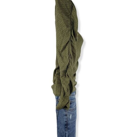 Crave Fame Olive Textured Ruched Top Small Junior - Picture 2 of 3